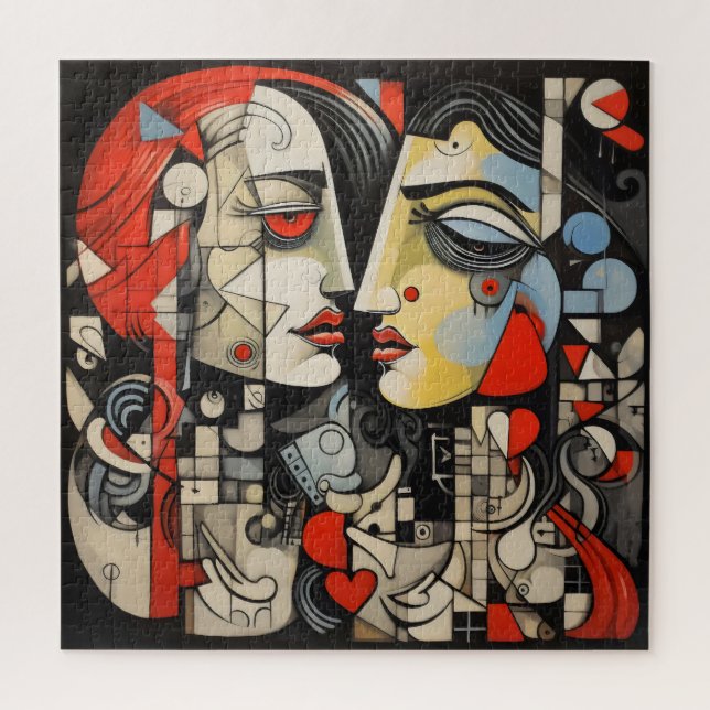Lesbian Couple Cubism Puzzle (Vertikal)