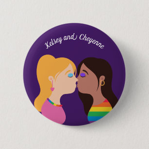 Lesbian Couple Kiss Niedlich Custom Gay Pride Lila Button
