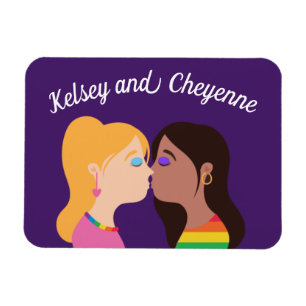 Lesbian Couple Kiss Niedlich Custom Gay Pride Lila Magnet