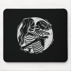 Lesbian Couple Lgbtq Pride Skeletons Kissing Valen Mousepad