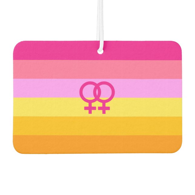 Lesbian Dawn Pride WLW Autolufterfrischer (Vorderseite)