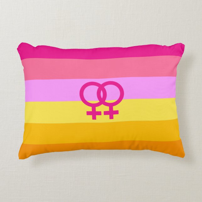Lesbian Dawn Pride WLW Dekokissen (Vorderseite)