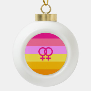 Lesbian Dawn Pride WLW Keramik Kugel-Ornament