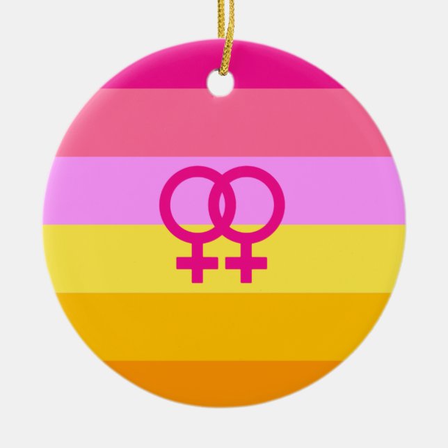 Lesbian Dawn Pride WLW Keramik Ornament (Vorne)