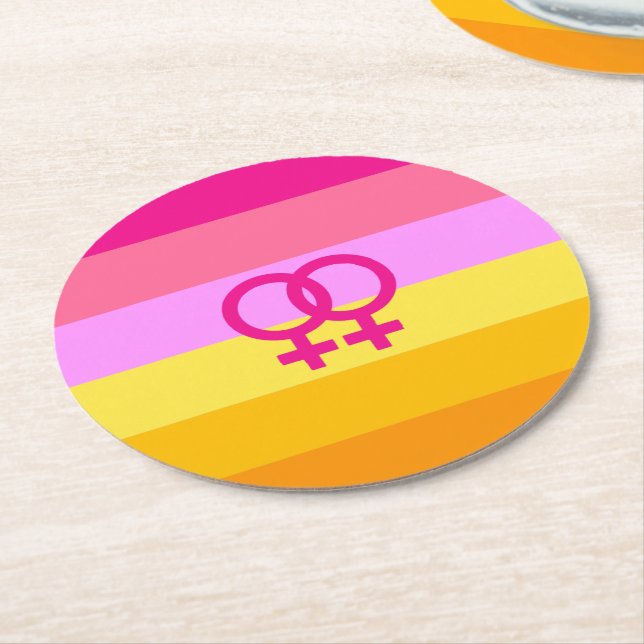 Lesbian Dawn Pride WLW Runder Pappuntersetzer (Angewinkelt)