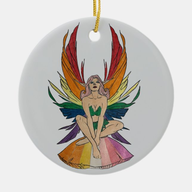 Lesbian Faerie  Keramik Ornament (Vorne)