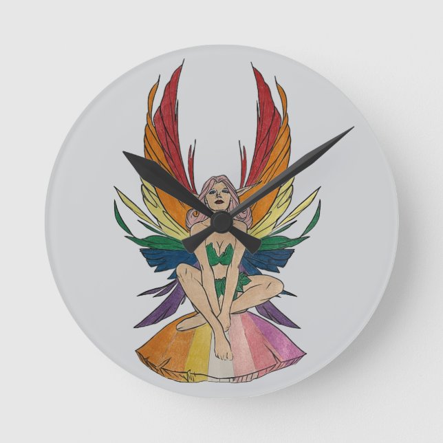 Lesbian Faerie  Runde Wanduhr (Vorderseite)