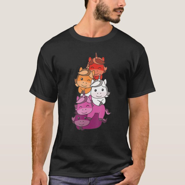Lesbian Flag Pride Month Lgbtq Lesbian Unicorn T-Shirt (Vorderseite)