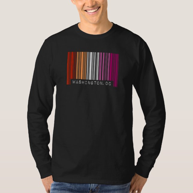 Lesbian Gay Barcode Pride Washington DC Que Aest T-Shirt (Vorderseite)