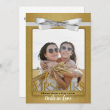 Lesbian Gay Two Brides Gold Damask Wedding