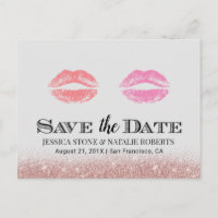 Lesbian Gay Wedding Double Kisses Save the Date