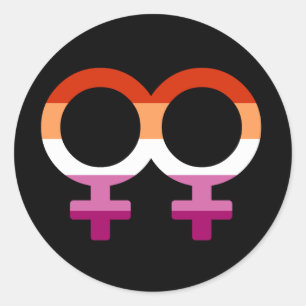 Lesbian Glyphen    Lesbian Pride  Runder Aufkleber