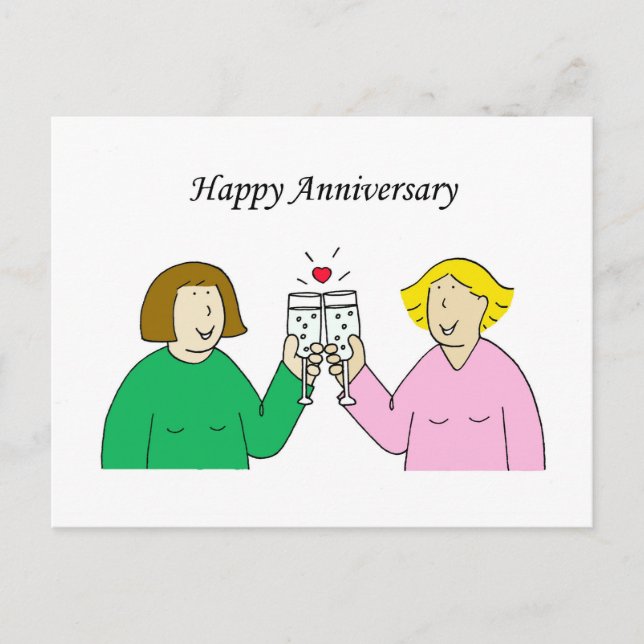 Lesbian Happy Anniversary Postkarte (Vorderseite)