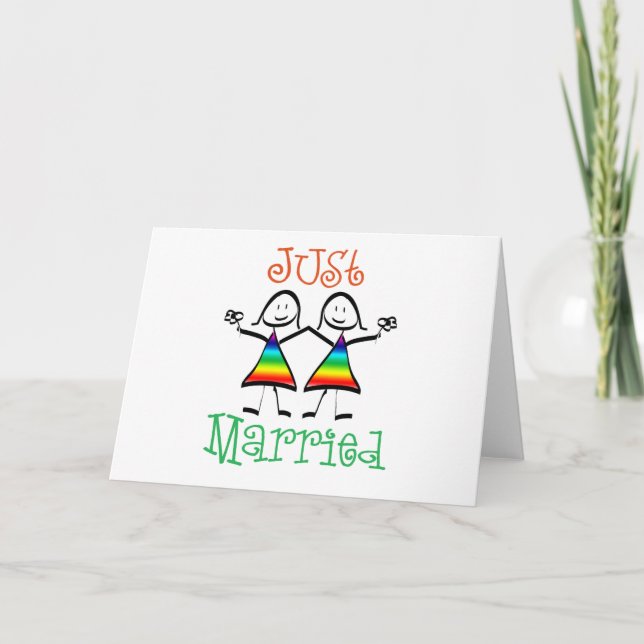 Lesbian Just Married Card Ankündigung (Vorderseite)