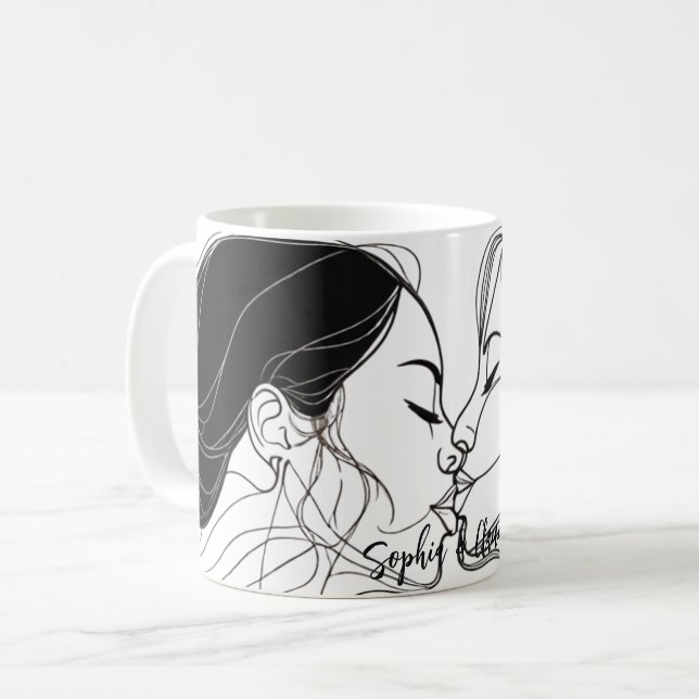Lesbian Kiss Elegant Couple Kaffeetasse (Vorderseite Links)