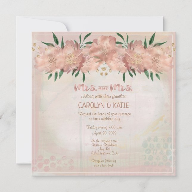 Lesbian Mrs. and Mrs Blush Peach Floral (Vorderseite)