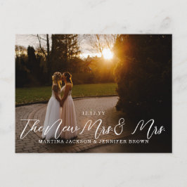 Lesbian Newlyweds Mrs. and Mrs. Foto Vielen Dank Postkarte