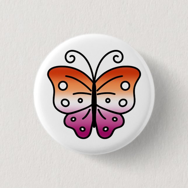 Lesbian Pride Butterfly Pin Badge Button (Vorderseite)