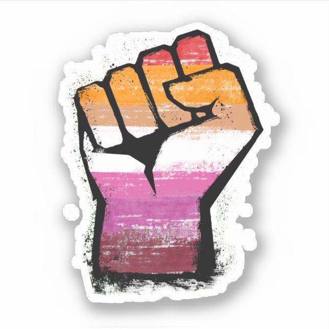 Lesbian Pride Fist Aufkleber (Vorderseite)