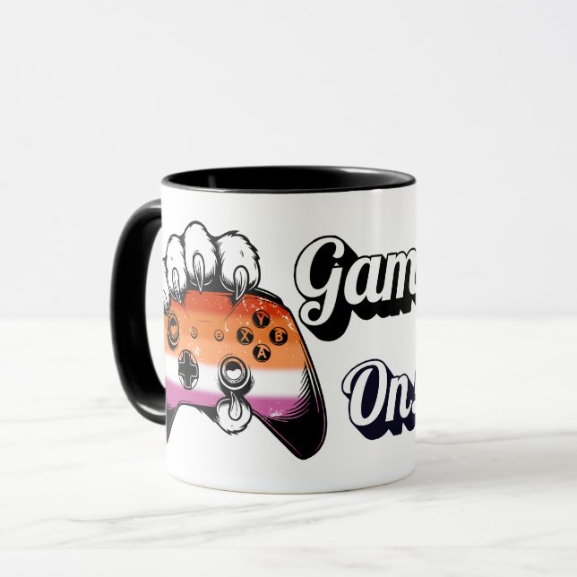 Lesbian Pride Game On Tiger Paw Controller Mug 26 Tasse (Vorderseite Links)