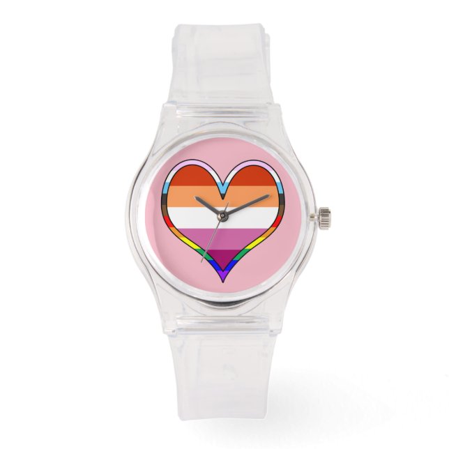 Lesbian Pride Heart Armbanduhr (Vorderseite)