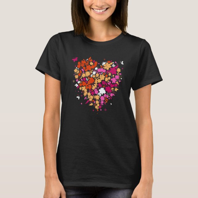 Lesbian Pride Heart Femme Valentine's Day Discreet T-Shirt (Vorderseite)