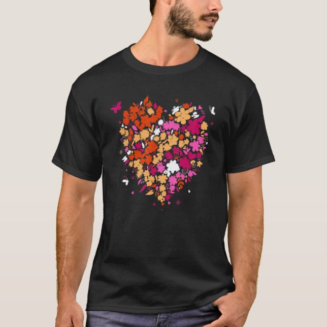 Lesbian Pride Heart Femme Valentine's Day Discreet T-Shirt (Vorderseite)