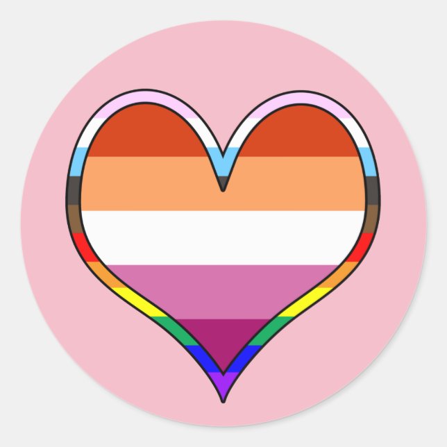 Lesbian Pride Heart Runder Aufkleber (Vorderseite)