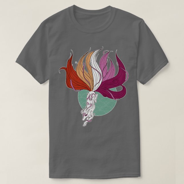 Lesbian Pride Kitsune T-Shirt (Design vorne)