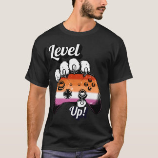 Lesbian Pride Level Up Tiger Paw Controller Shirt
