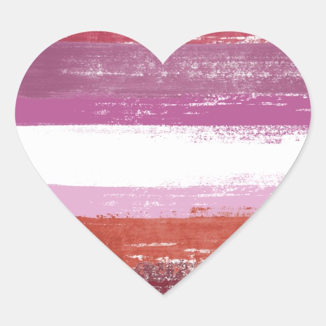Lesbian Pride Paint Herz-Aufkleber (Vorderseite)