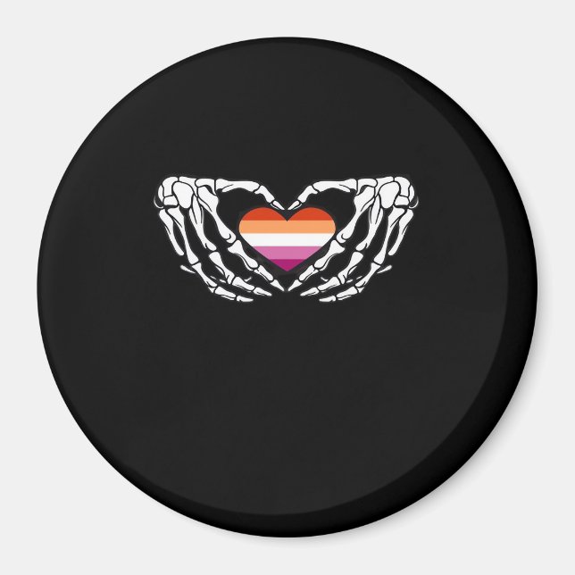 Lesbian Pride Skeleton Halloween Wlw Goth Heart Cl Magnet (Vorne)