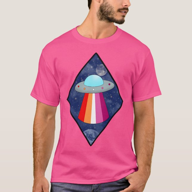 Lesbian Pride Ufo T-Shirt (Vorderseite)