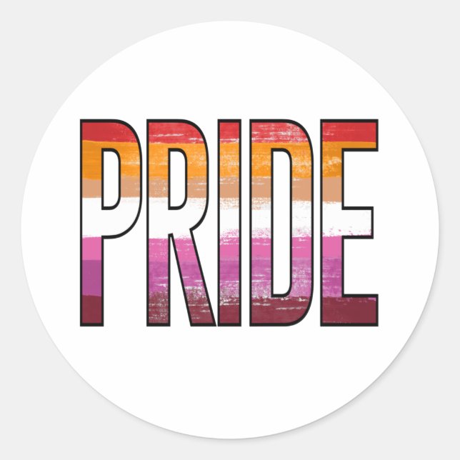 Lesbian Pride Word Runder Aufkleber (Vorderseite)