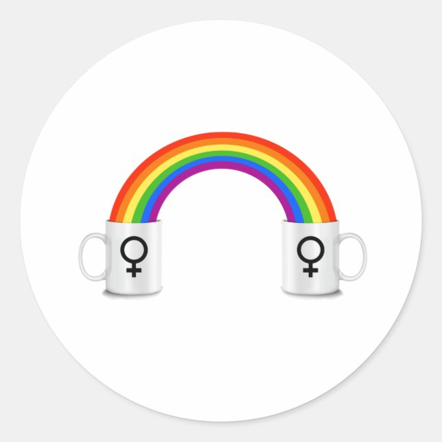 Lesbian Rainbow Coffee Date Runder Aufkleber (Vorderseite)
