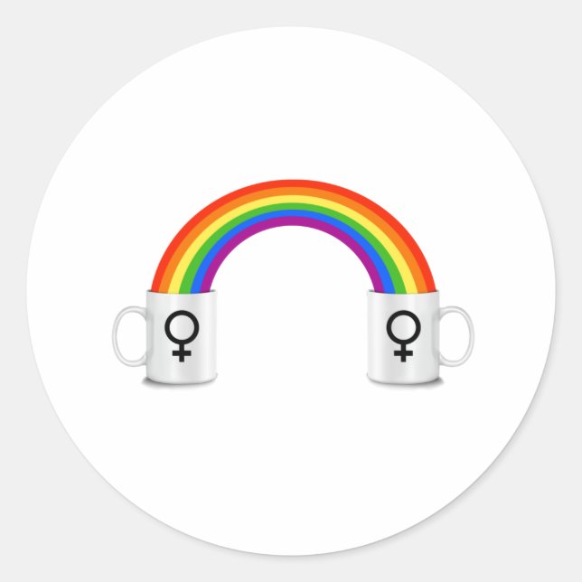 Lesbian Rainbow Coffee Date Runder Aufkleber (Vorderseite)