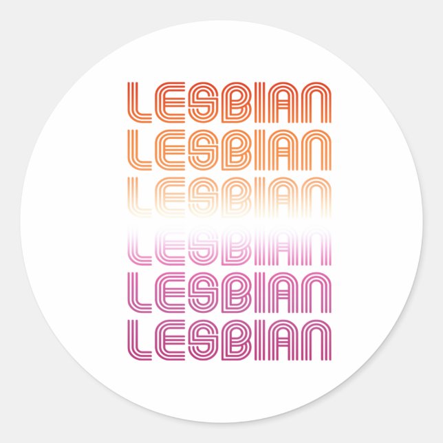 Lesbian Retro Muster Design Runder Aufkleber (Vorderseite)