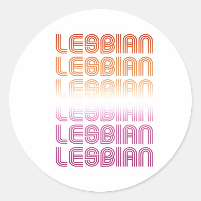 Lesbian Retro Muster Design Runder Aufkleber (Vorderseite)