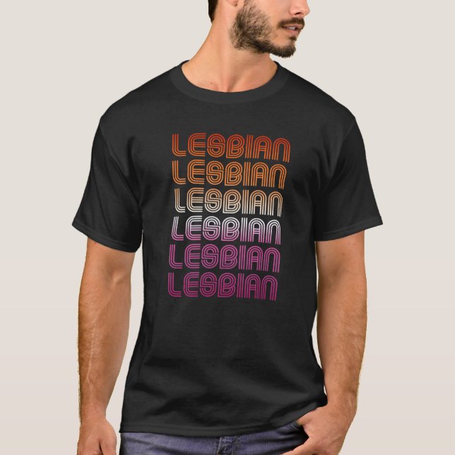 Lesbian Retro Muster Design T-Shirt (Vorderseite)