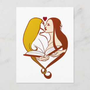 Lesbian Romance Sepia Gold Postkarte