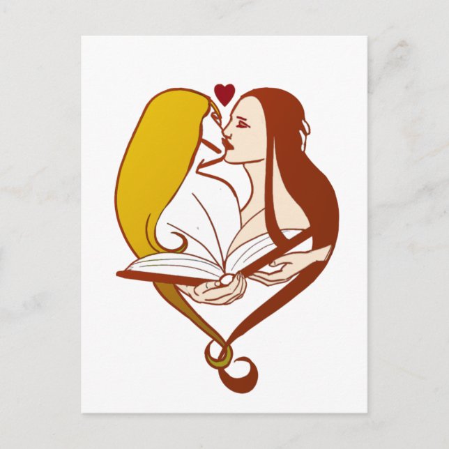 Lesbian Romance Sepia Gold Postkarte (Vorderseite)