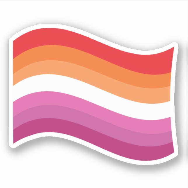 Lesbian Sunset Pride Wavy Flag Aufkleber (Vorderseite)
