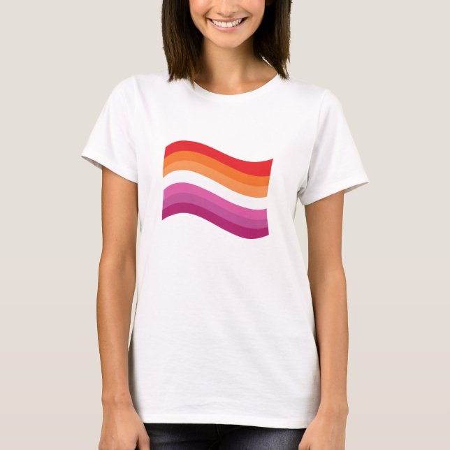 Lesbian Sunset Pride Wavy Flag T-Shirt (Vorderseite)