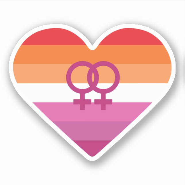 Lesbian Sunset WLW Herz Aufkleber (Vorderseite)