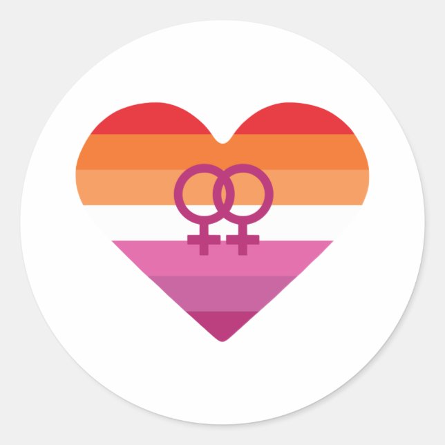 Lesbian Sunset WLW Herz Runder Aufkleber (Vorderseite)