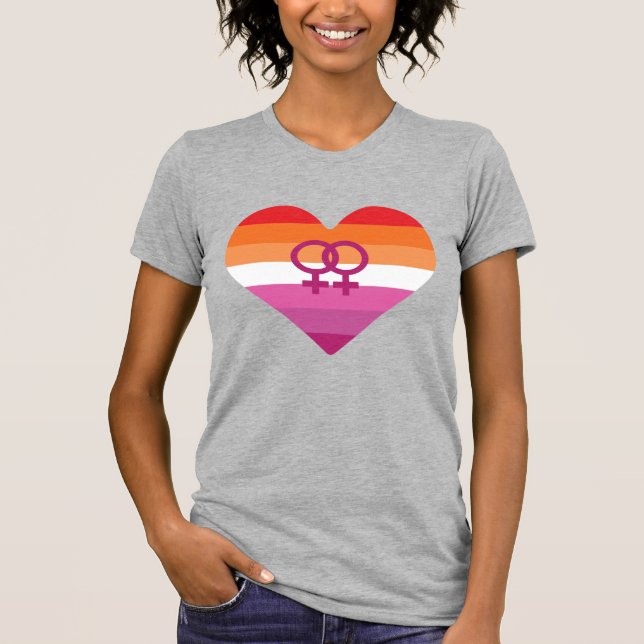 Lesbian Sunset WLW Herz T-Shirt (Vorderseite)
