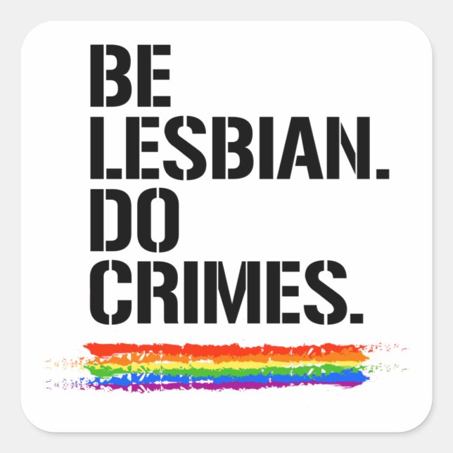 LESBIAN TUN CRIMES T - Shirt Quadratischer Aufkleber (Vorderseite)