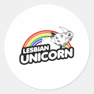 Lesbian Unicorn Rainbow Runder Aufkleber