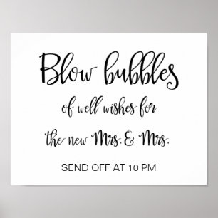 Lesbian Wedding Bubbles Sign   Kalligrafie Poster