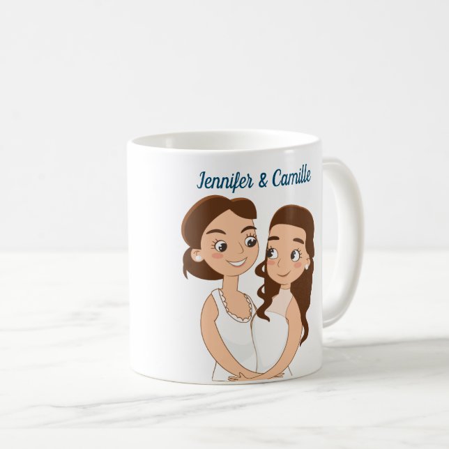 Lesbian Wedding Custom Couple Kaffeetasse (VorderseiteRechts)